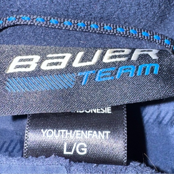 Bauer Youth Large Hockey Warm Up Jacket Full Zip Blue Team - Picture 4 of 8